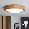 Brilagi - LED RGBW Dimmable Ceiling Light CARVALHO SLIM 1xE27/15W/230V 2700–6500K Wi‑Fi Oak, Ø 27 cm