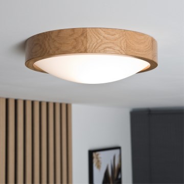 Brilagi - LED RGBW Dimmable Ceiling Light CARVALHO SLIM 1xE27/15W/230V 2700–6500K Wi‑Fi Oak, Ø 27 cm