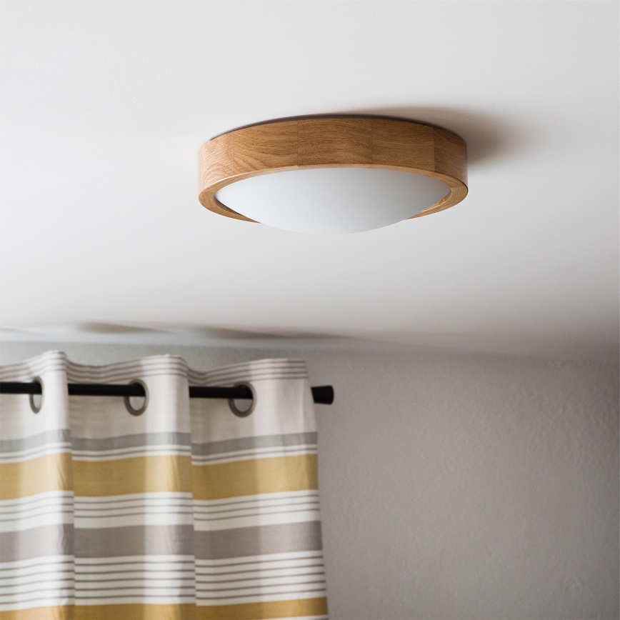 Brilagi - LED RGBW Dimmable Ceiling Light CARVALHO SLIM 1xE27/15W/230V 2700–6500K Wi‑Fi Oak, Ø 27 cm