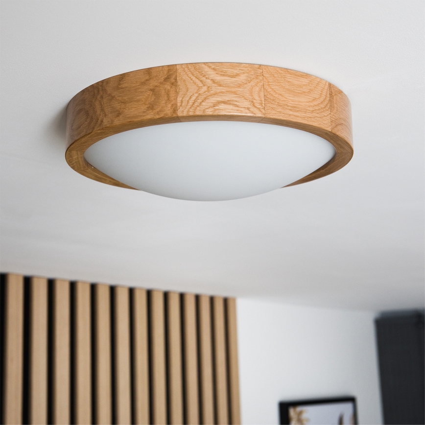 Brilagi - LED RGBW Dimmable Ceiling Light CARVALHO SLIM 1xE27/15W/230V 2700–6500K Wi‑Fi Oak, Ø 27 cm