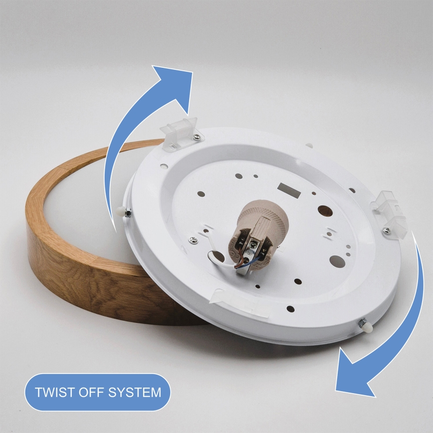 Brilagi - LED RGBW Dimmable Ceiling Light CARVALHO SLIM 1xE27/15W/230V 2700–6500K Wi‑Fi Oak, Ø 27 cm