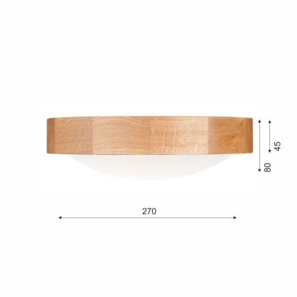 Brilagi - LED RGBW Dimmable Ceiling Light CARVALHO SLIM 1xE27/15W/230V 2700–6500K Wi‑Fi Oak, Ø 27 cm