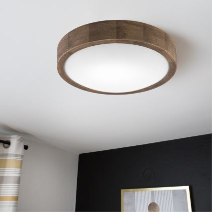 Brilagi - CARVALHO SLIM LED RGBW Dimmable Ceiling Light 1xE27/15W/230V 2700–6500K Wi-Fi Oak Ø 27 cm