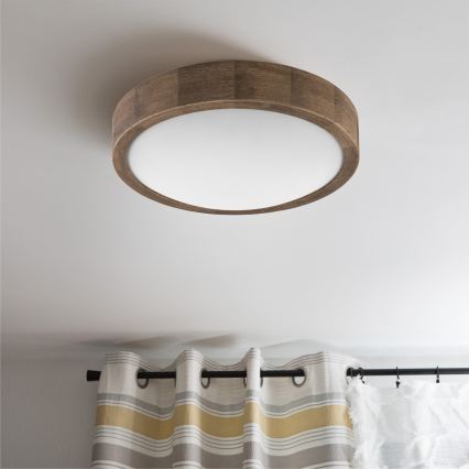 Brilagi - CARVALHO SLIM LED RGBW Dimmable Ceiling Light 1xE27/15W/230V 2700–6500K Wi-Fi Oak Ø 27 cm