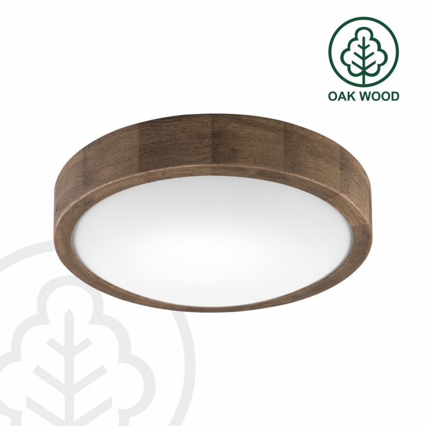 Brilagi - CARVALHO SLIM LED RGBW Dimmable Ceiling Light 1xE27/15W/230V 2700–6500K Wi-Fi Oak Ø 27 cm