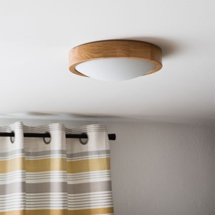 Brilagi - LED RGBW Dimmable Ceiling Light CARVALHO SLIM 1xE27/9W/230V 2700–6500K Wi‑Fi Oak, Ø 27 cm