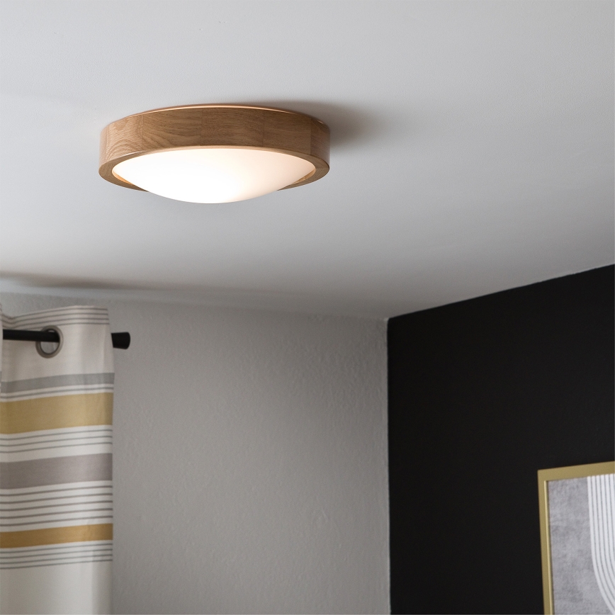 Brilagi - LED RGBW Dimmable Ceiling Light CARVALHO SLIM 1xE27/9W/230V 2700–6500K Wi‑Fi Oak, Ø 27 cm