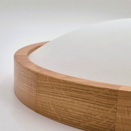 Brilagi - LED RGBW Dimmable Ceiling Light CARVALHO SLIM 1xE27/9W/230V 2700–6500K Wi‑Fi Oak, Ø 27 cm
