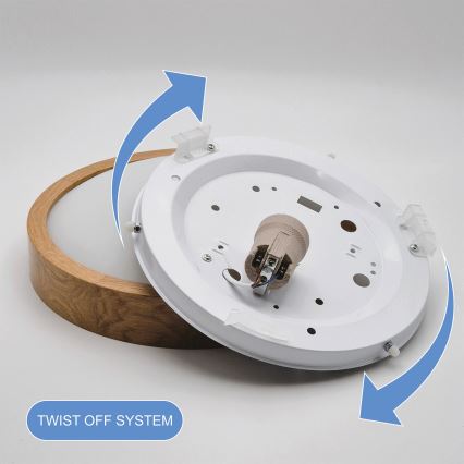 Brilagi - LED RGBW Dimmable Ceiling Light CARVALHO SLIM 1xE27/9W/230V 2700–6500K Wi‑Fi Oak, Ø 27 cm