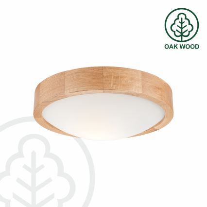 Brilagi - LED RGBW Dimmable Ceiling Light CARVALHO SLIM 1xE27/9W/230V 2700–6500K Wi‑Fi Oak, Ø 27 cm