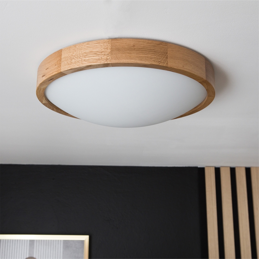 Brilagi - LED RGBW Dimmable Ceiling Light CARVALHO SLIM 2xE27/15W/230V 2700–6500K Wi-Fi oak Ø37 cm