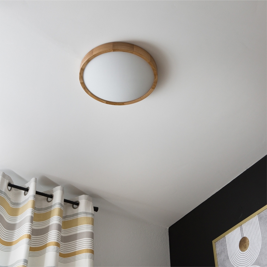 Brilagi - LED RGBW Dimmable Ceiling Light CARVALHO SLIM 2xE27/15W/230V 2700–6500K Wi-Fi oak Ø37 cm