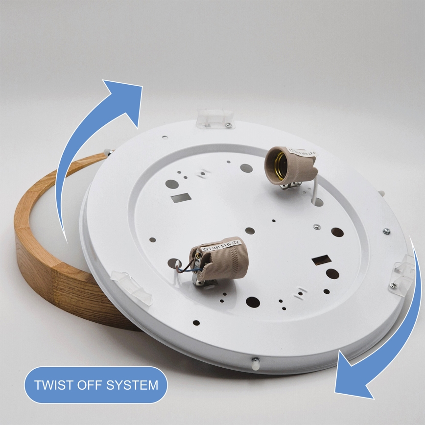 Brilagi - LED RGBW Dimmable Ceiling Light CARVALHO SLIM 2xE27/15W/230V 2700–6500K Wi-Fi oak Ø37 cm