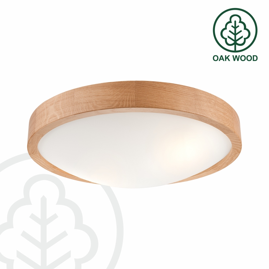 Brilagi - LED RGBW Dimmable Ceiling Light CARVALHO SLIM 2xE27/15W/230V 2700–6500K Wi-Fi oak Ø37 cm