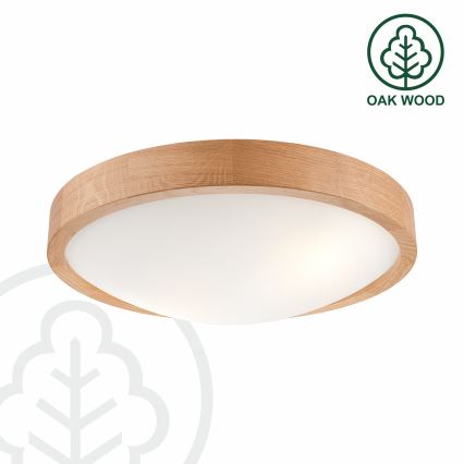 Brilagi - LED RGBW Dimmable Ceiling Light CARVALHO SLIM 2xE27/9W/230V 2700–6500K Wi-Fi oak Ø37 cm