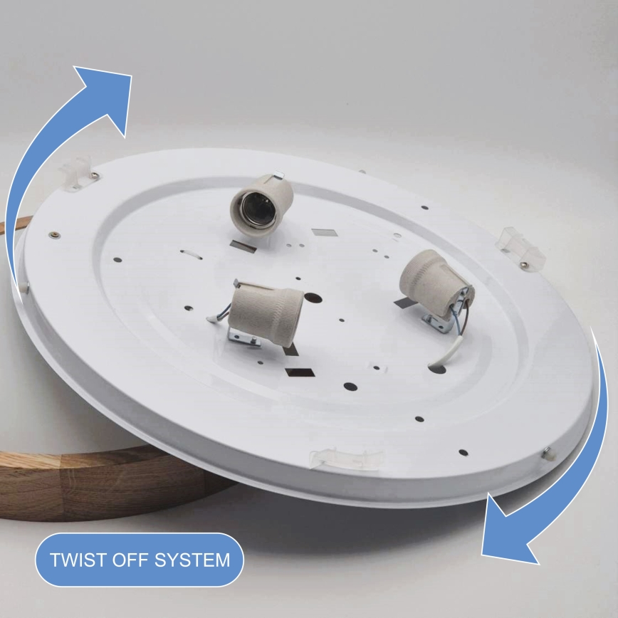 Brilagi - LED RGBW Dimmable Ceiling Light CARVALHO SLIM 3xE27/15W/230V 2700–6500K Wi‑Fi, Oak, Ø 47 cm