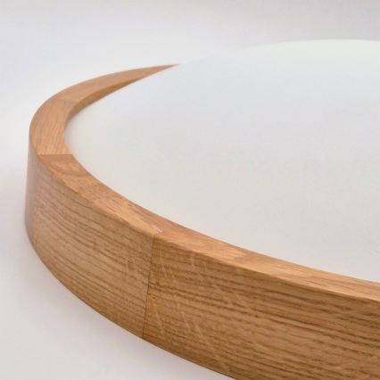 Brilagi - LED RGBW Dimmable Ceiling Light CARVALHO SLIM 3xE27/9W/230V 2700–6500K Wi‑Fi, Oak, Ø 47 cm