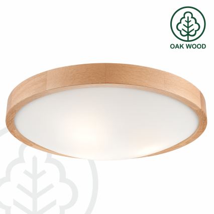 Brilagi - LED RGBW Dimmable Ceiling Light CARVALHO SLIM 3xE27/9W/230V 2700–6500K Wi‑Fi, Oak, Ø 47 cm