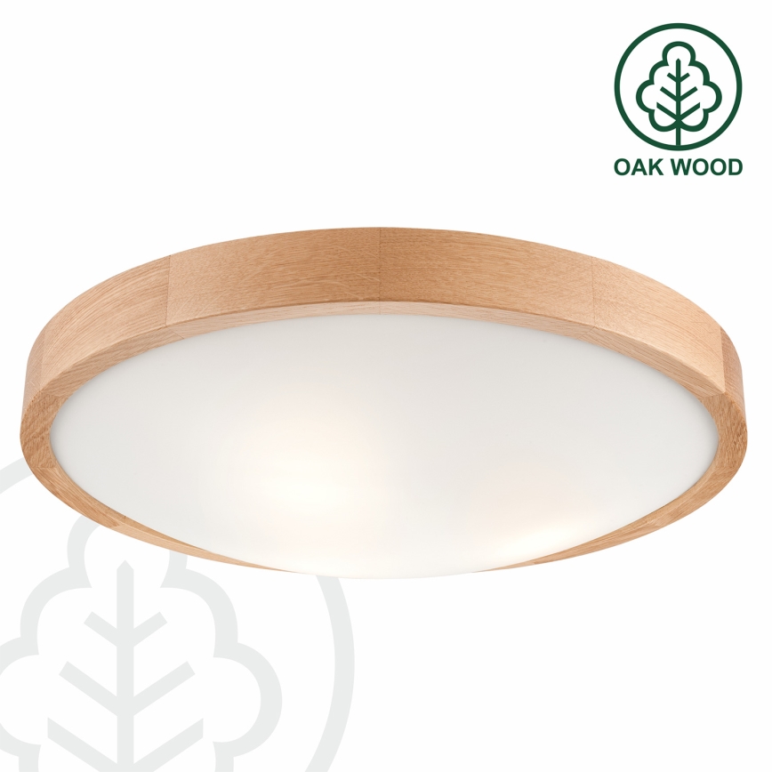 Brilagi - LED RGBW Dimmable Ceiling Light CARVALHO SLIM 3xE27/9W/230V 2700–6500K Wi‑Fi, Oak, Ø 47 cm