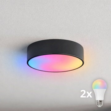 BRILAGI - LED RGBW Dimmable Ceiling Light CLARE 2xE27/12W/230V 2700–6500K Ø 30 cm Wi‑Fi Black