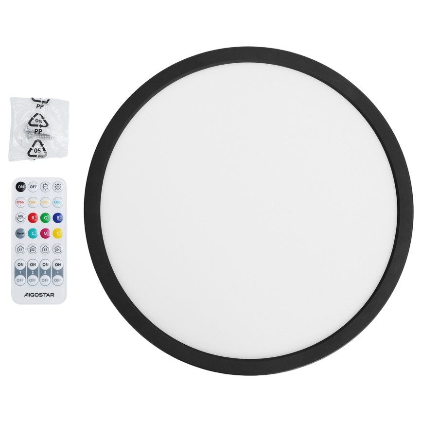 Brilagi - LED RGBW Dimmable ceiling light VIBE LED/24W/230V 3000-6500K Ø 29 cm black + remote control