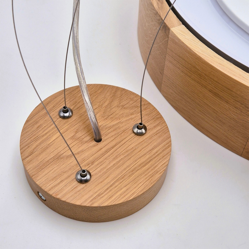 Brilagi - CARVALHO LED RGBW cable-suspended dimmable chandelier, 3x E27/15W/230V, 2700-6500K, Wi-Fi, oak, diam. 47.5 cm