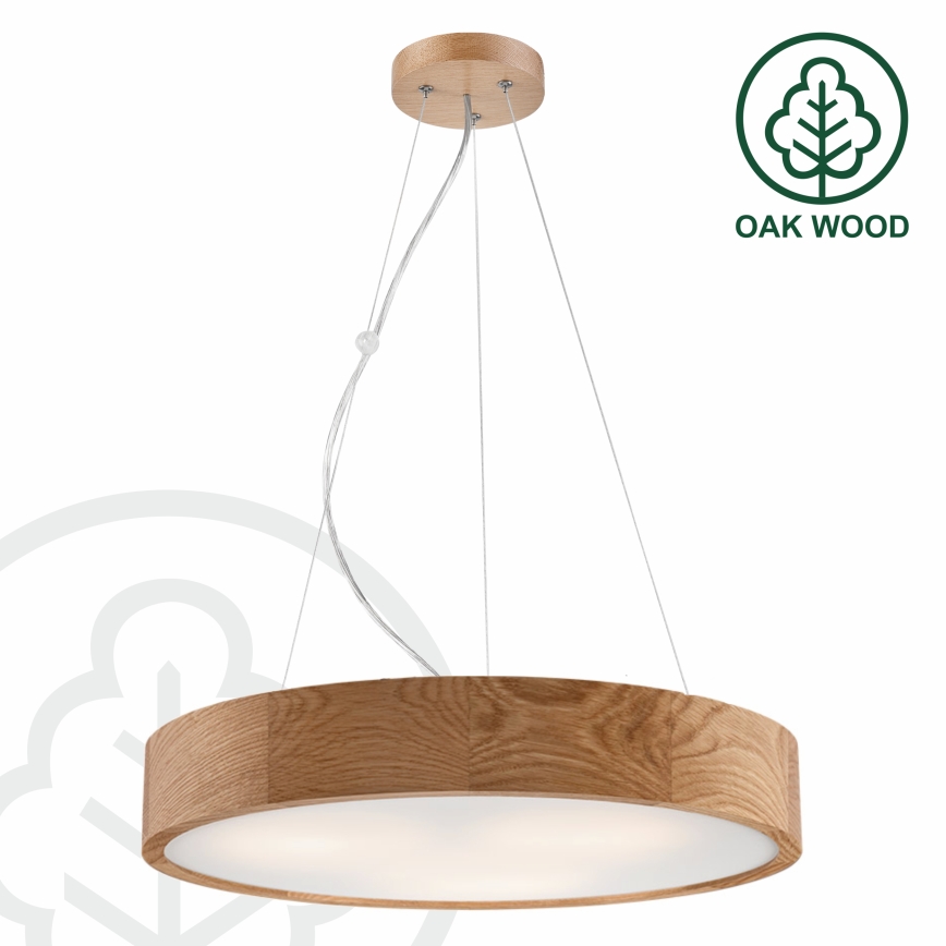 Brilagi - CARVALHO LED RGBW cable-suspended dimmable chandelier, 3x E27/15W/230V, 2700-6500K, Wi-Fi, oak, diam. 47.5 cm