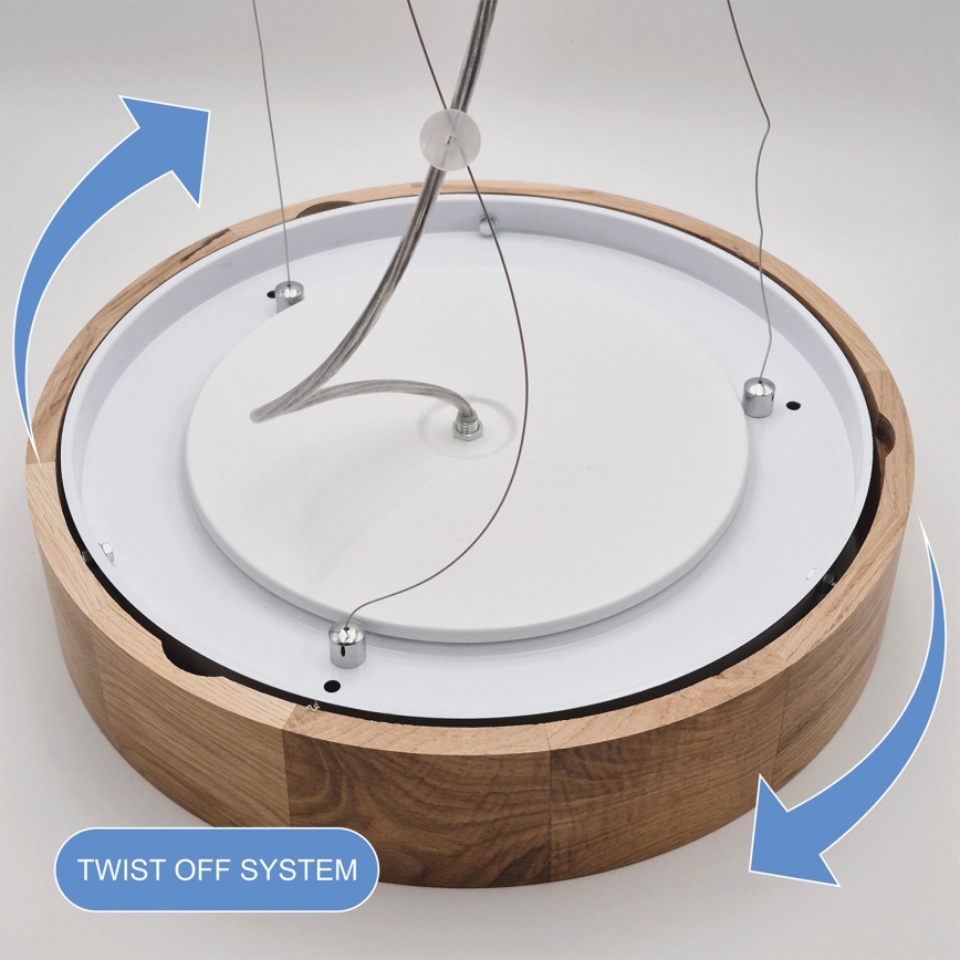 Brilagi - CARVALHO LED RGBW cable-suspended dimmable chandelier, 3x E27/9W/230V, 2700-6500K, Wi-Fi, oak, diam. 47.5 cm