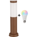 Brilagi - LED RGBW Dimmable outdoor lamp 1xE27/15W/230V 2700-6500K IP44 40 cm brown