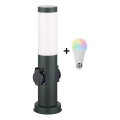Brilagi - LED RGBW dimmable outdoor lamp with 2 sockets 1xE27/9W/230V 2700-6500K IP44 40 cm anthracite