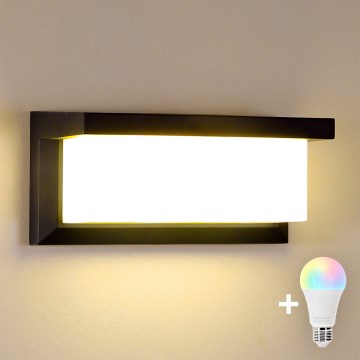 Brilagi - LED RGBW Dimmable Outdoor Wall Light BRICKY 1xE27/9W/230V 2700-6500K IP54 black