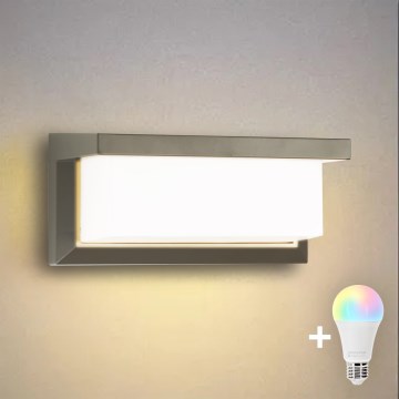 Brilagi - LED RGBW Dimmable outdoor wall light BRICKY 1xE27/9W/230V 2700-6500K IP54 grey