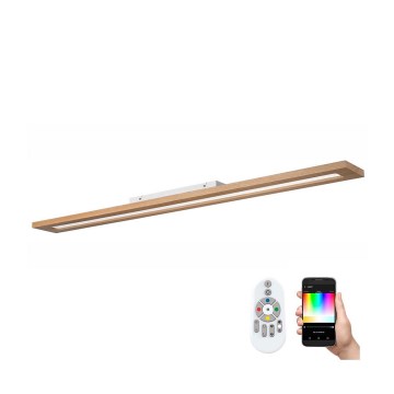 Brilagi - LED RGBW Dimmable panel WOODY FRAME LED/34W/230V 11,5x123 cm 2700-6500K oak + remote control