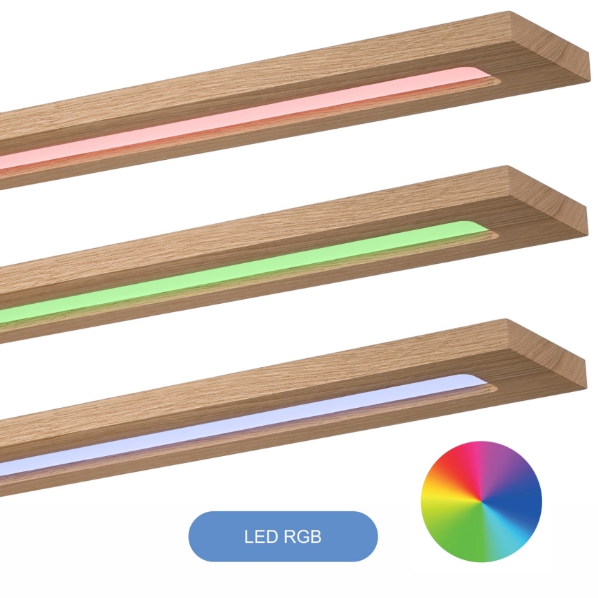 Brilagi - LED RGBW Dimmable panel WOODY FRAME LED/34W/230V 11,5x123 cm 2700-6500K oak + remote control