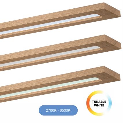 Brilagi - LED RGBW Dimmable panel WOODY FRAME LED/34W/230V 11,5x123 cm 2700-6500K oak + remote control