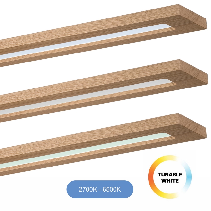 Brilagi - LED RGBW Dimmable panel WOODY FRAME LED/34W/230V 11,5x123 cm 2700-6500K oak + remote control