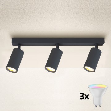 Brilagi - LED RGBW Dimmable SELE Spotlight 3x GU10/6W/230V 3000K Anthracite + Remote Control