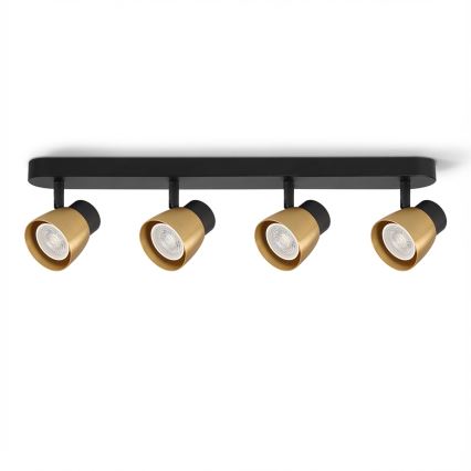Brilagi - LED RGBW Dimmable Spotlight NUGGET 4xGU10/4,8W/230V 3000K Black/Gold + Remote Control