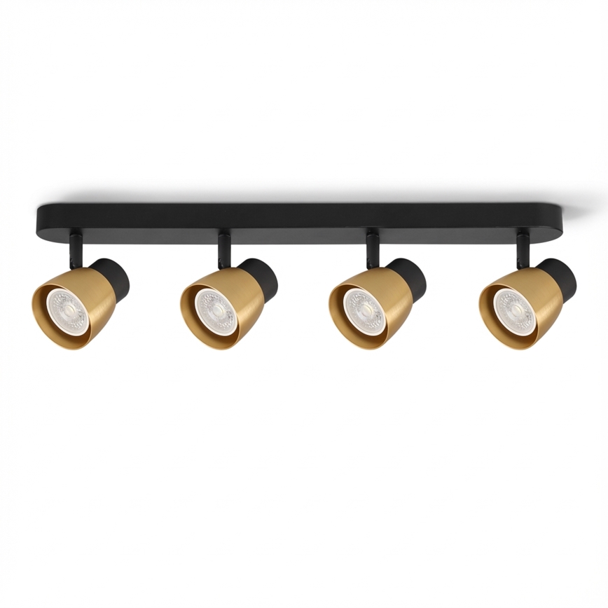 Brilagi - LED RGBW Dimmable Spotlight NUGGET 4xGU10/4,8W/230V 3000K Black/Gold + Remote Control