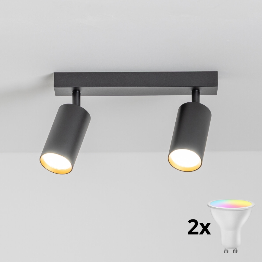Brilagi - LED RGBW Dimmable spotlight SELE 2xGU10/6,5W/230V 2700-6500K black/gold