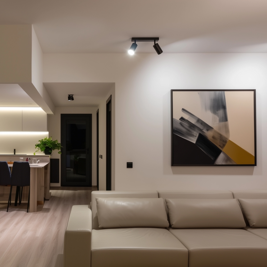 Brilagi - SELE LED RGBW Dimmable Spotlight, 2x GU10 6W (230V), 3000K, Black — Includes Remote Control