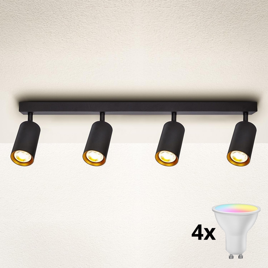 Brilagi - LED RGBW Dimmable Spotlight SELE 4xGU10/6.5W/230V 2700-6500K black/gold