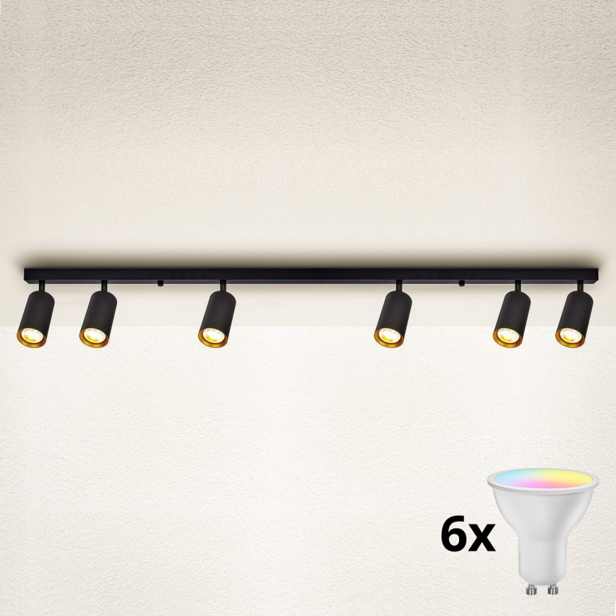 Brilagi - LED RGBW Dimmable Spotlight SELE 6xGU10/6,5W/230V 2700-6500K Black/Gold