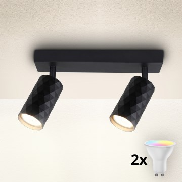 Brilagi - LED RGBW Dimmable Spotlight SELE DIAMANT 2xGU10/6.5W/230V 2700-6500K Wi-Fi Black