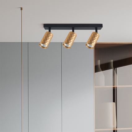 Brilagi - LED RGBW Dimmable Spotlight SELE DIAMANT 3x GU10/4,8W/230V 3000K Gold + Remote Control