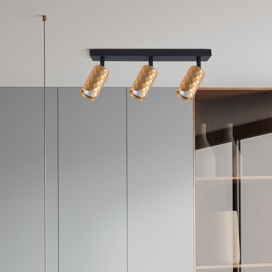 Brilagi - LED RGBW Dimmable Spotlight SELE DIAMANT 3x GU10/4,8W/230V 3000K Gold + Remote Control