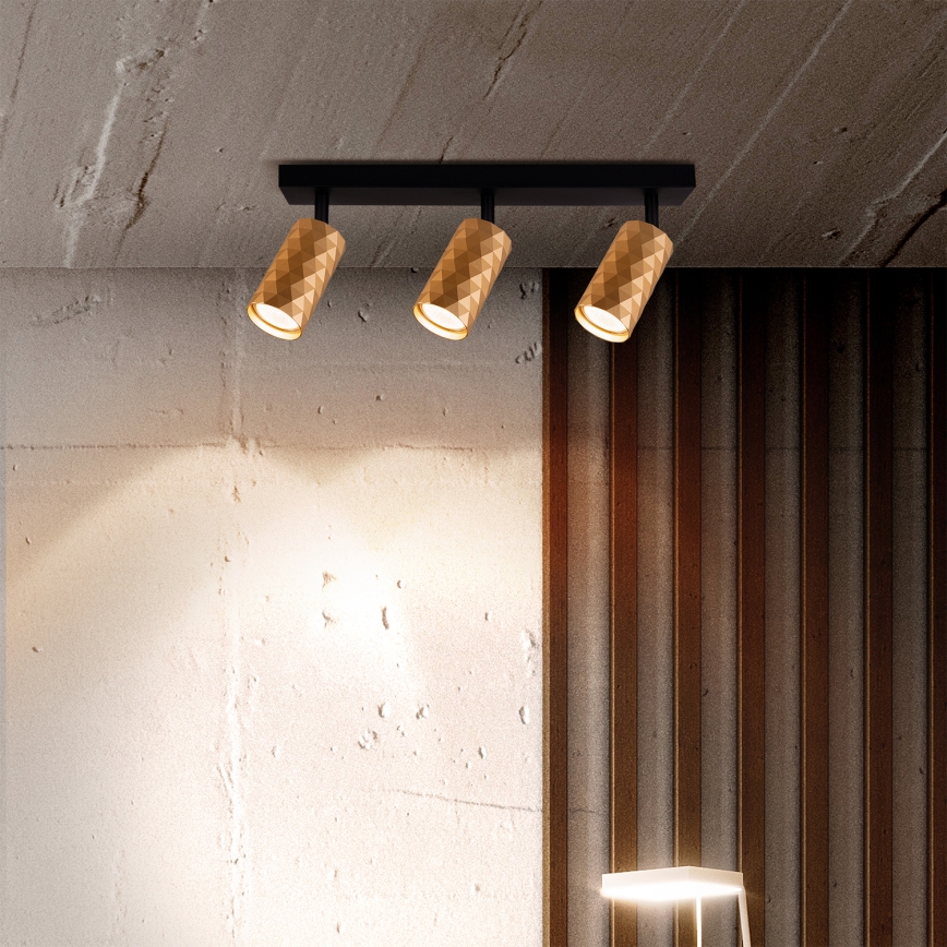 Brilagi - LED RGBW Dimmable Spotlight SELE DIAMANT 3x GU10/4,8W/230V 3000K Gold + Remote Control