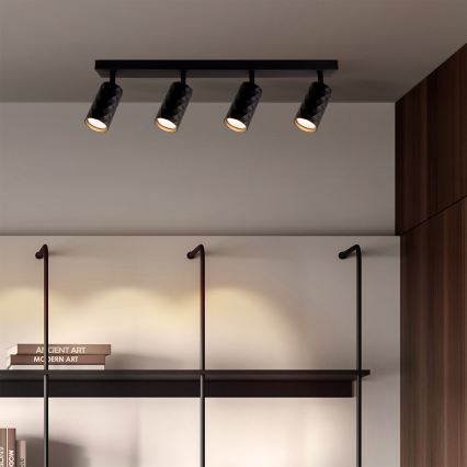 Brilagi - LED RGBW Dimmable Spotlight SELE DIAMANT 4xGU10/4,8W/230V 3000K Black + Remote Control