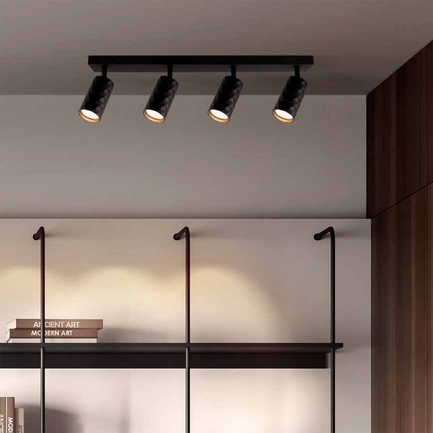 Brilagi - LED RGBW Dimmable Spotlight SELE DIAMANT 4xGU10/4,8W/230V 3000K Black + Remote Control