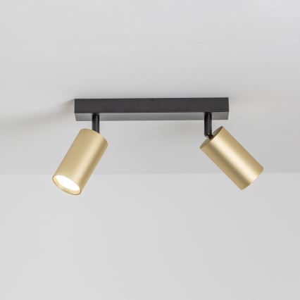 Brilagi - SELE GOLDEN LED RGBW Dimmable Spotlight 2xGU10/4,8W/230V 3000K Black/Gold + Remote Control